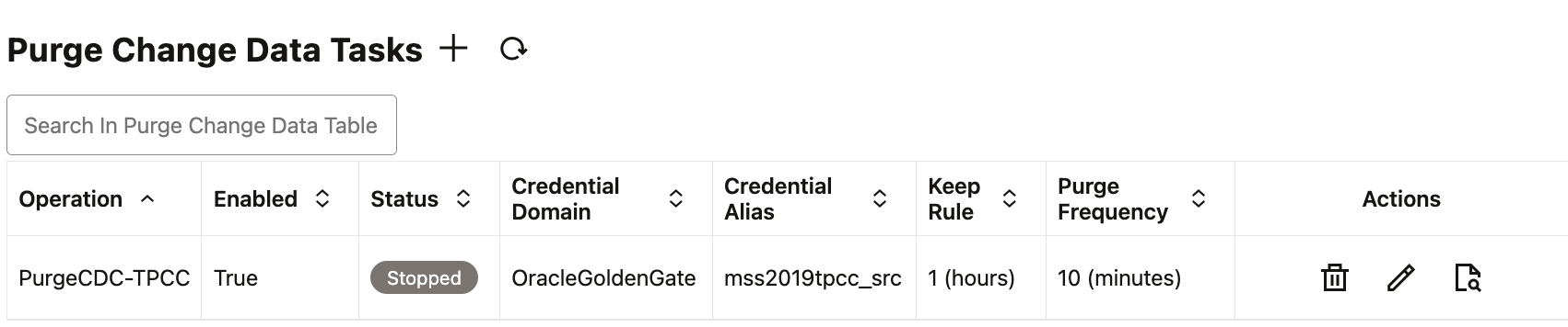 New purge change data task