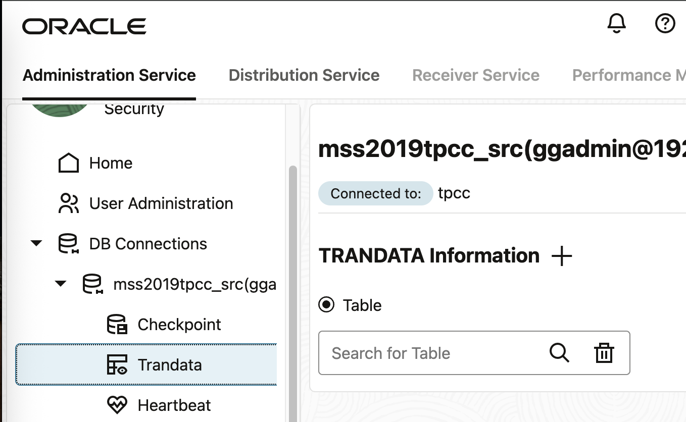 Db connection add trandata