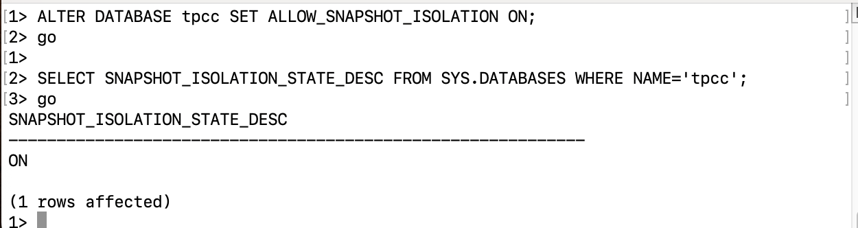 Enable snapshot isolation