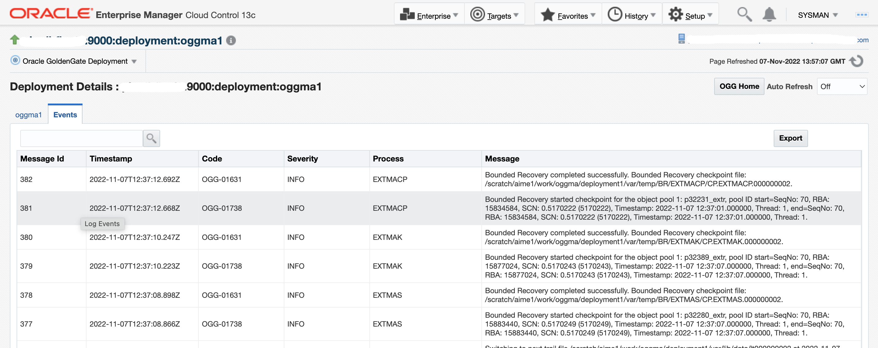Deployment Event page