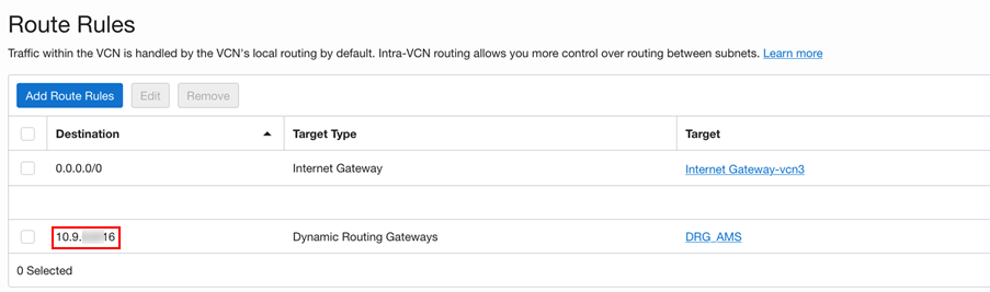 New Route Table