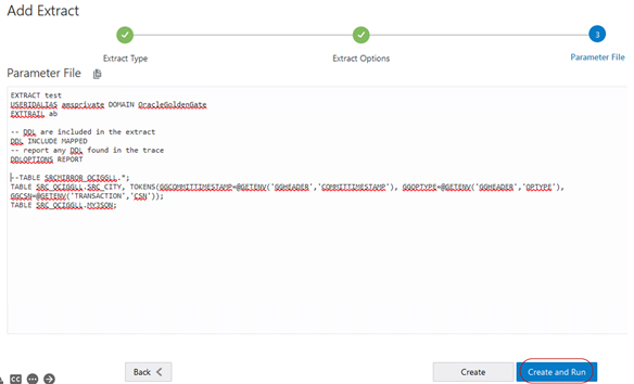 Extract Creation - Parameters