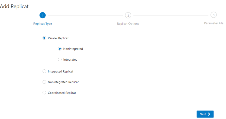 Replicat Creation - First screen