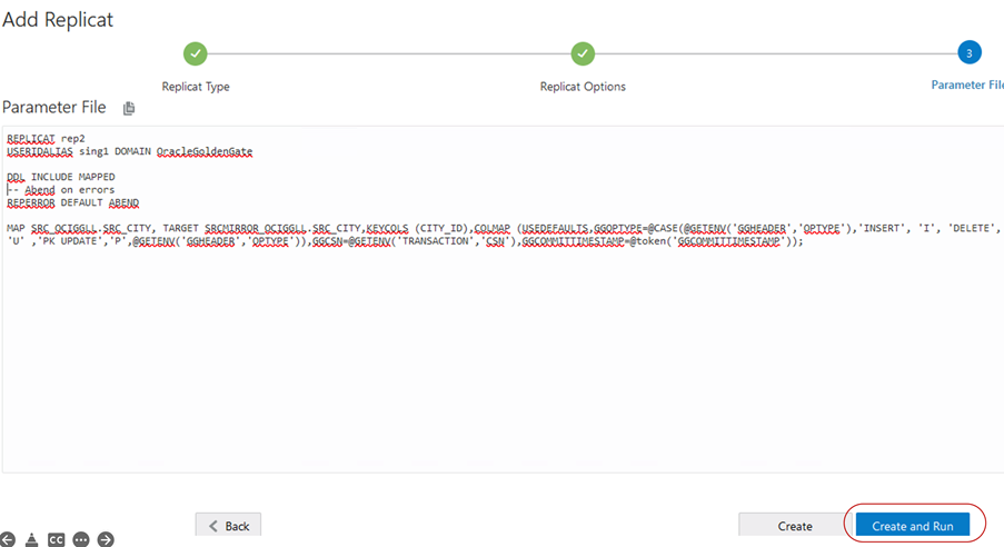 Replicat Creation - Parameters