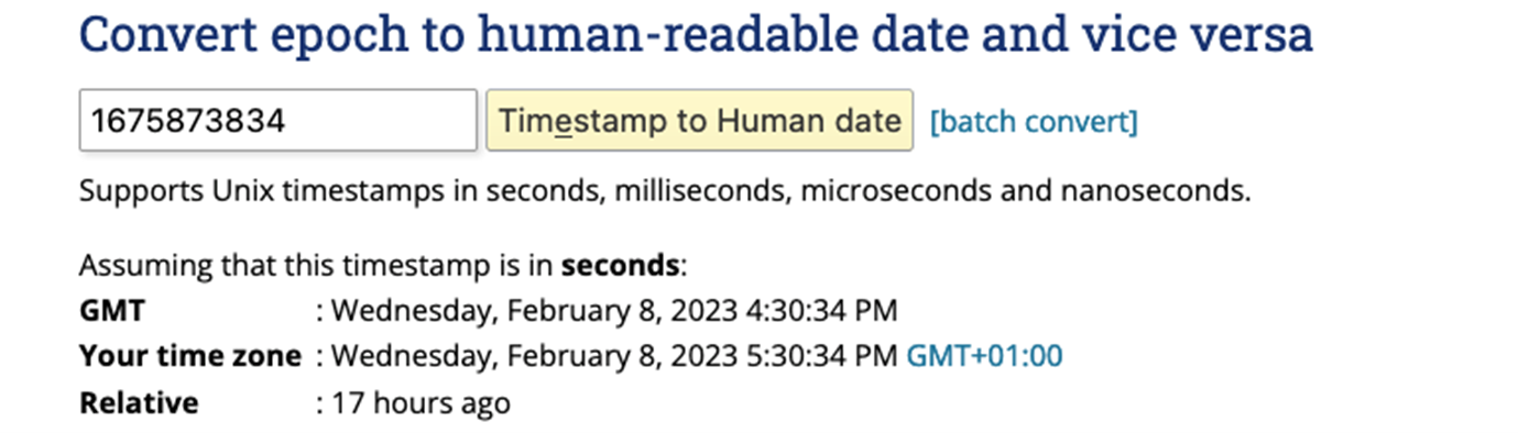 epoch time conversion