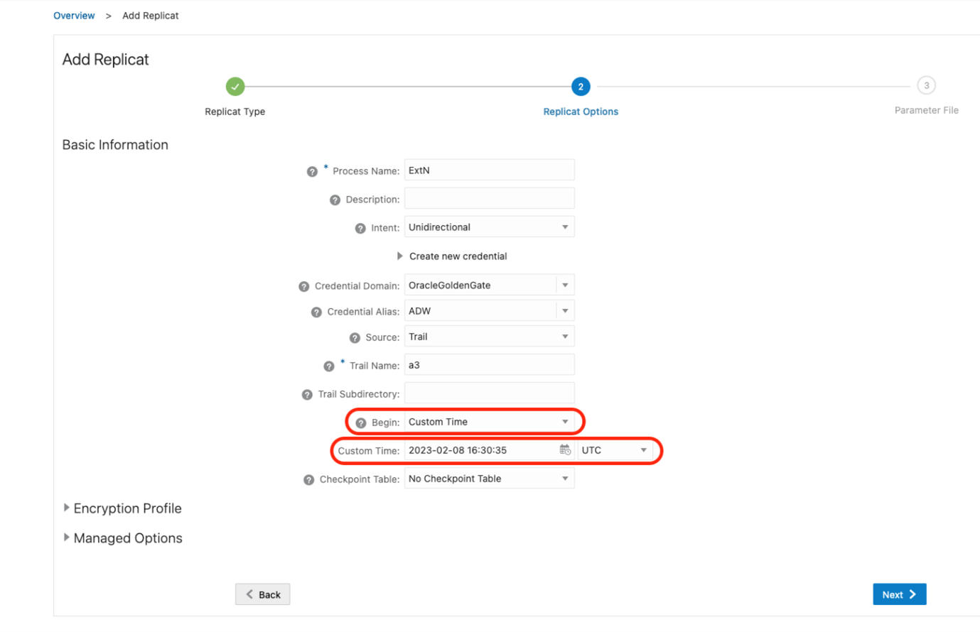 Add Replicat - Step 2