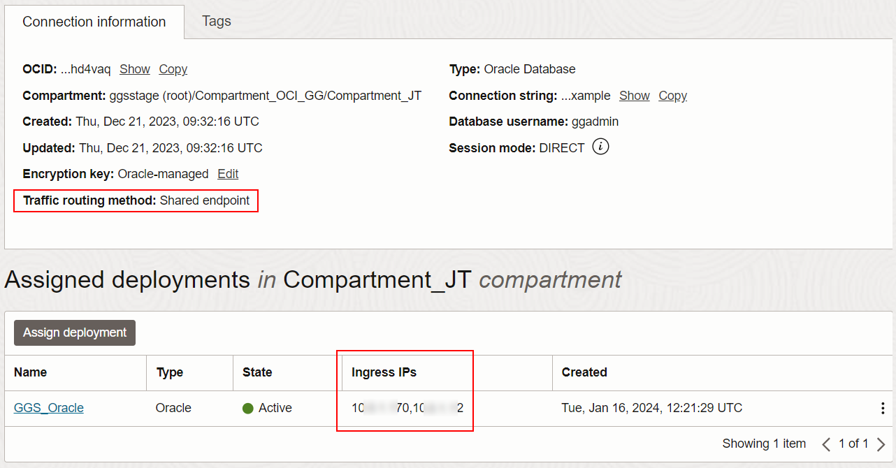 Ingress IPs for Shared connections