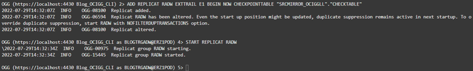 Add Replicat using Admin Client