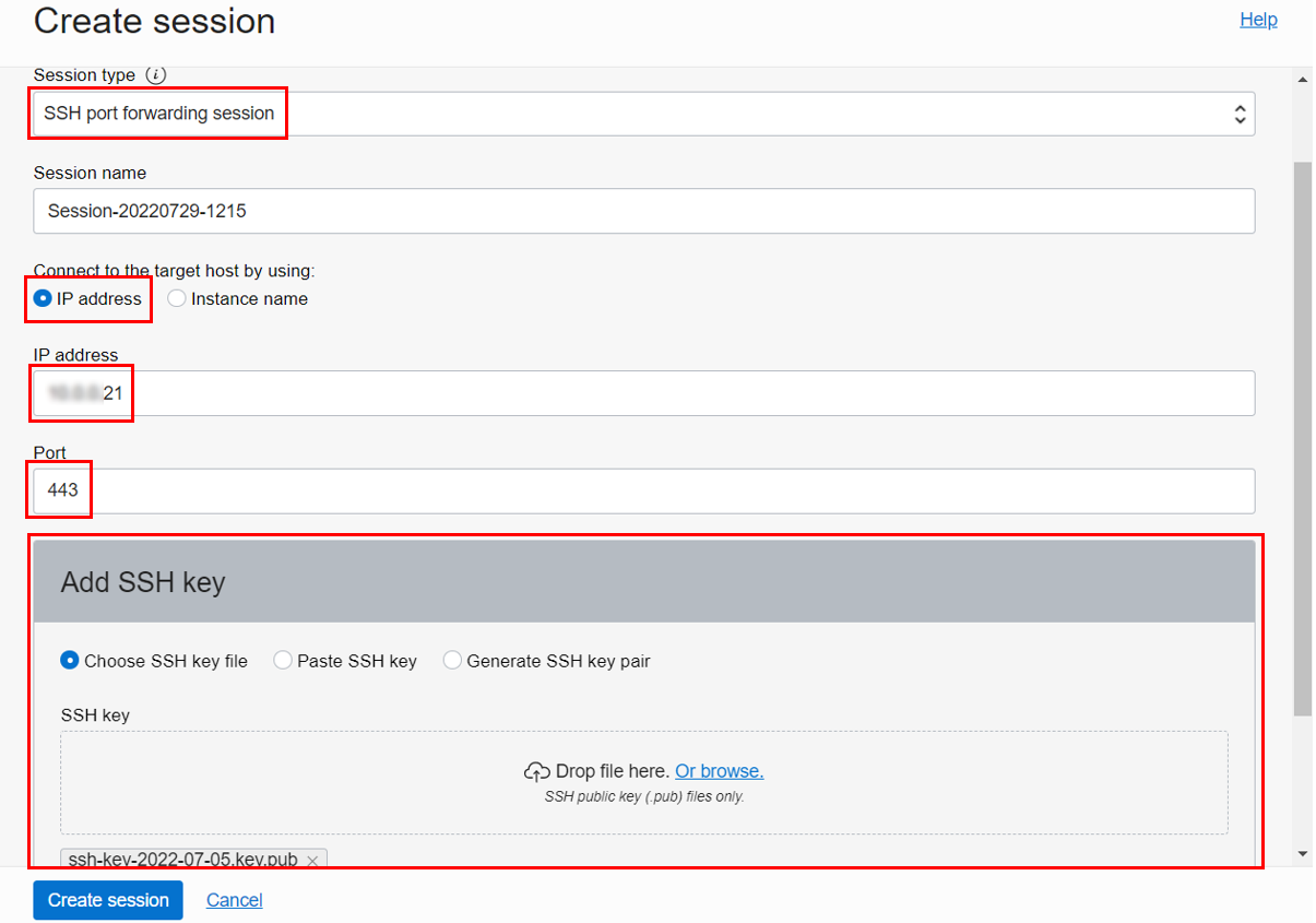 OCI Bastion SSH Port Forwarding Session