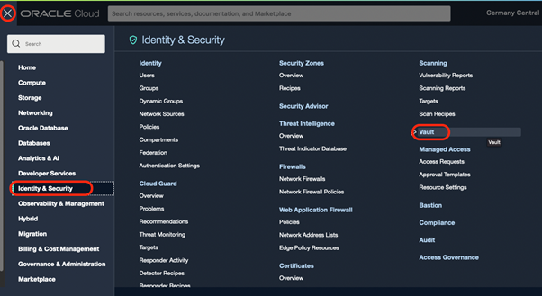 Access OCI Vault from OCI Console