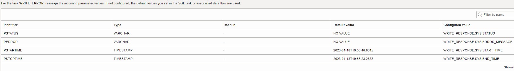 Configure Parameters for WRITE_RESPONSE task