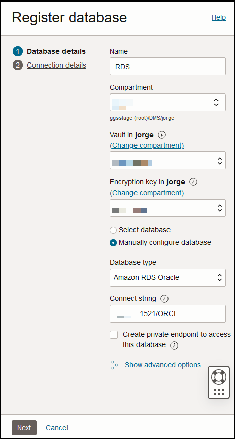 Register RDS Database