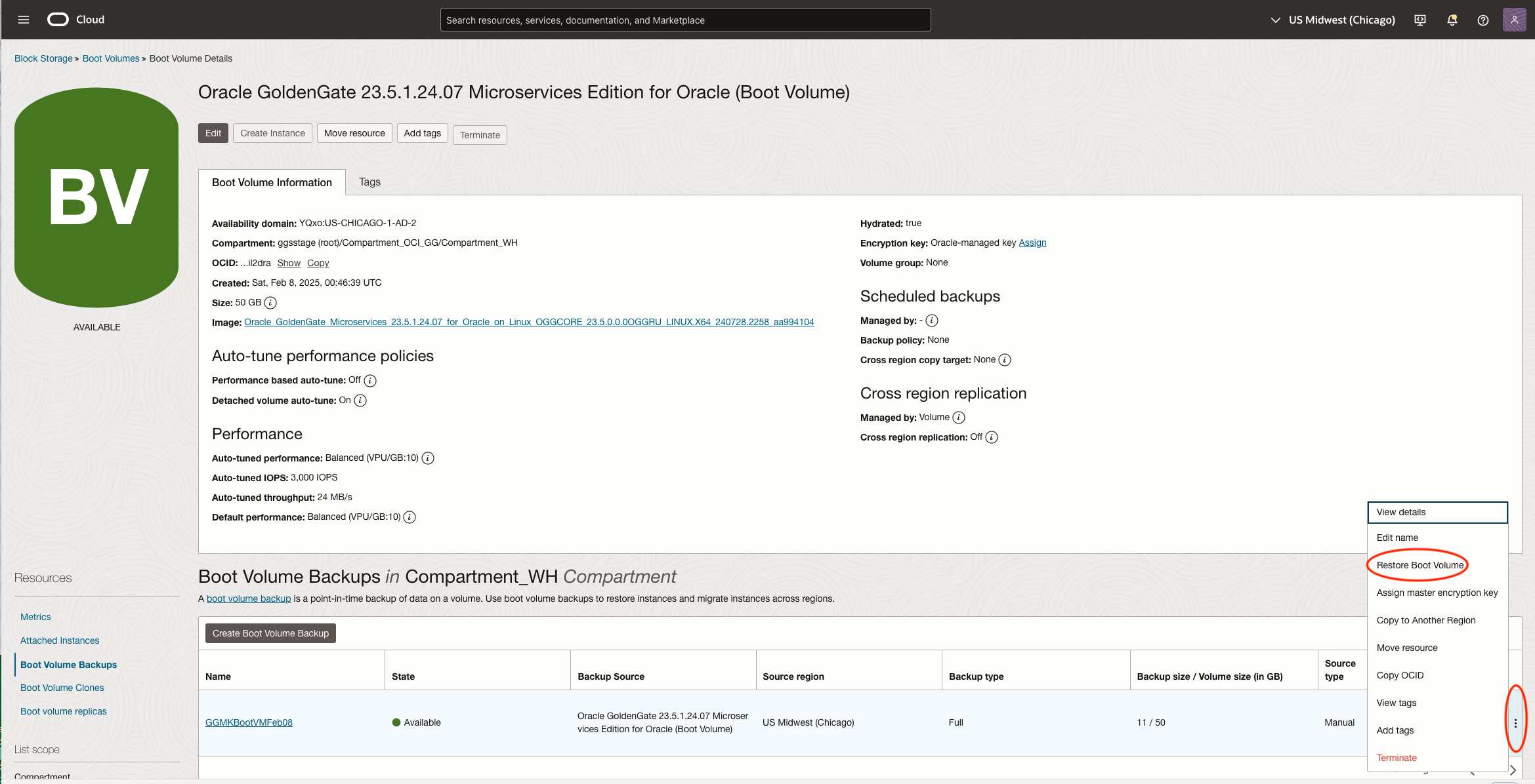Restore Boot Volume Step `