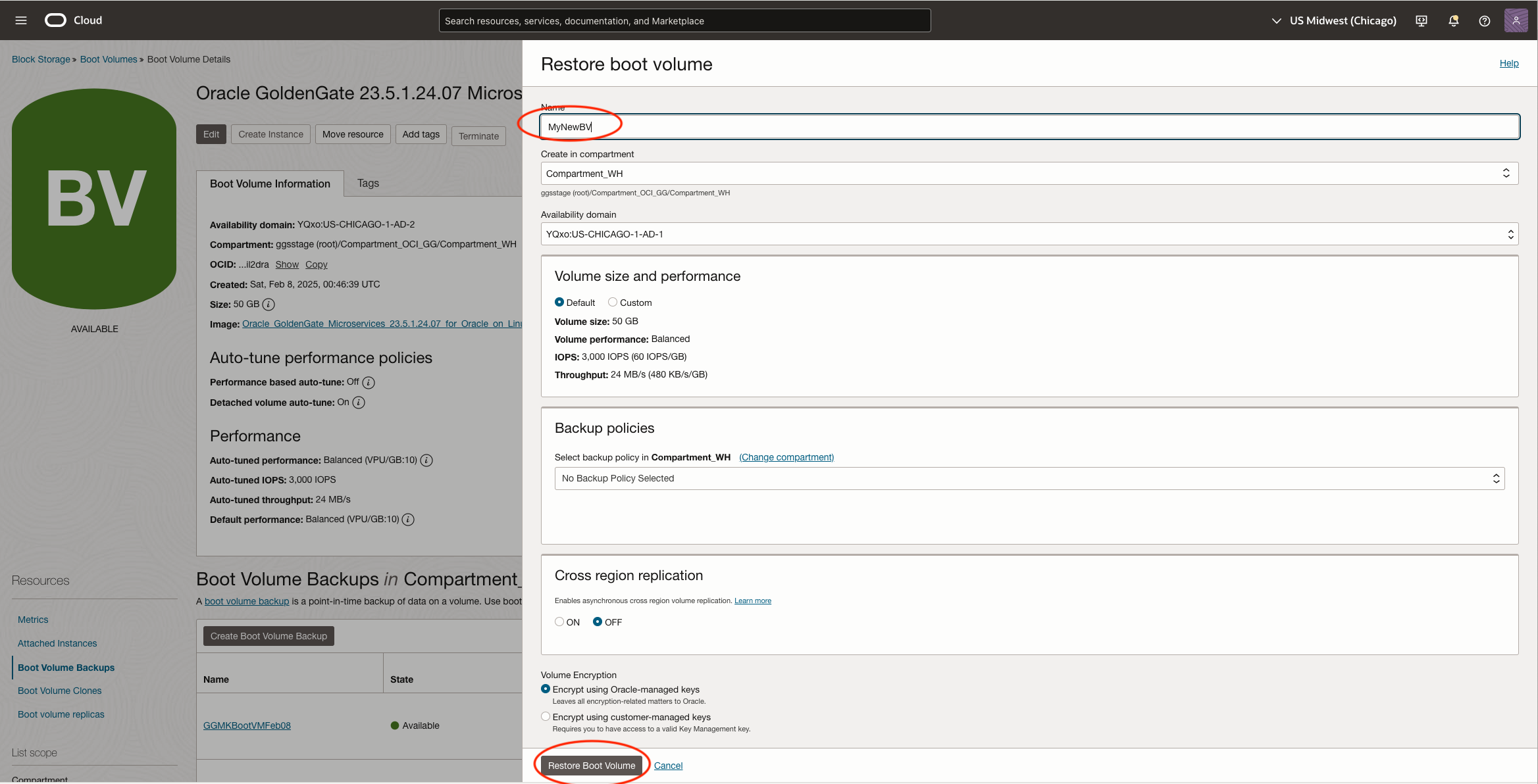Restore Boot Volume Step 2