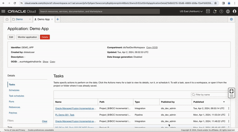 Figure-4: Run the task from Application