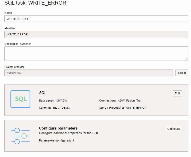 SQL Task to invoke WRITE_ERROR stored procedure