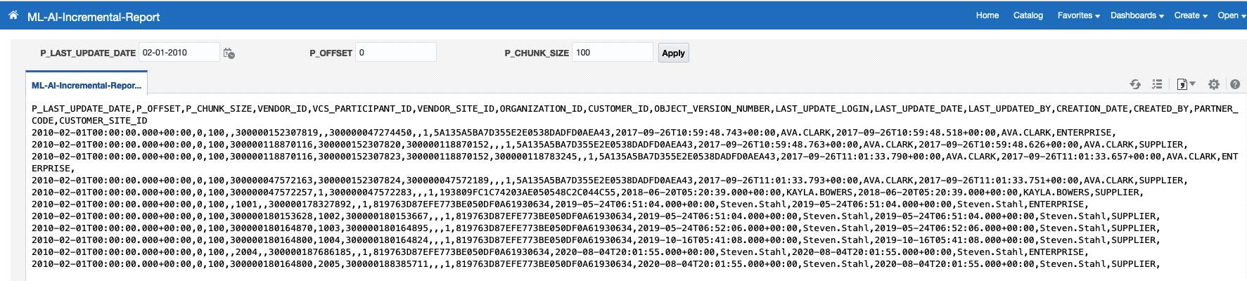 BIP Report Sample Records