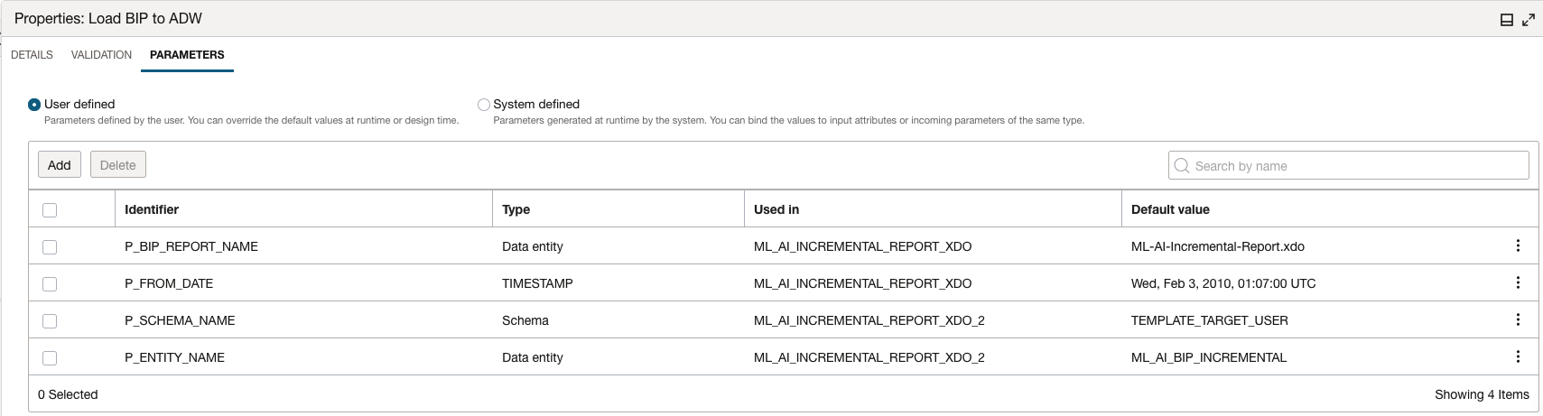 Dataflow Parameters