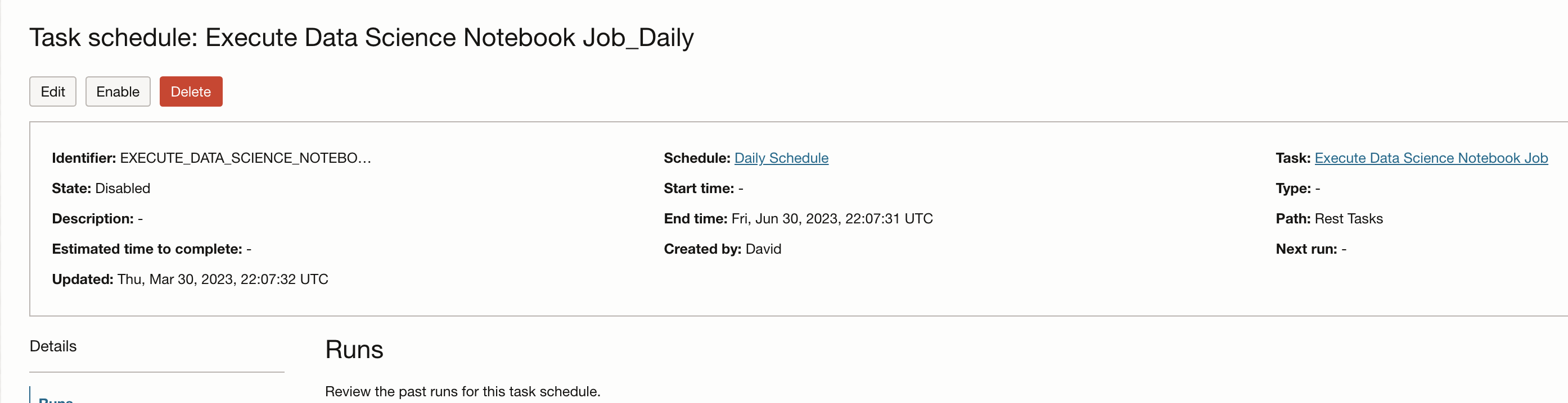 Schedule a notebook execution