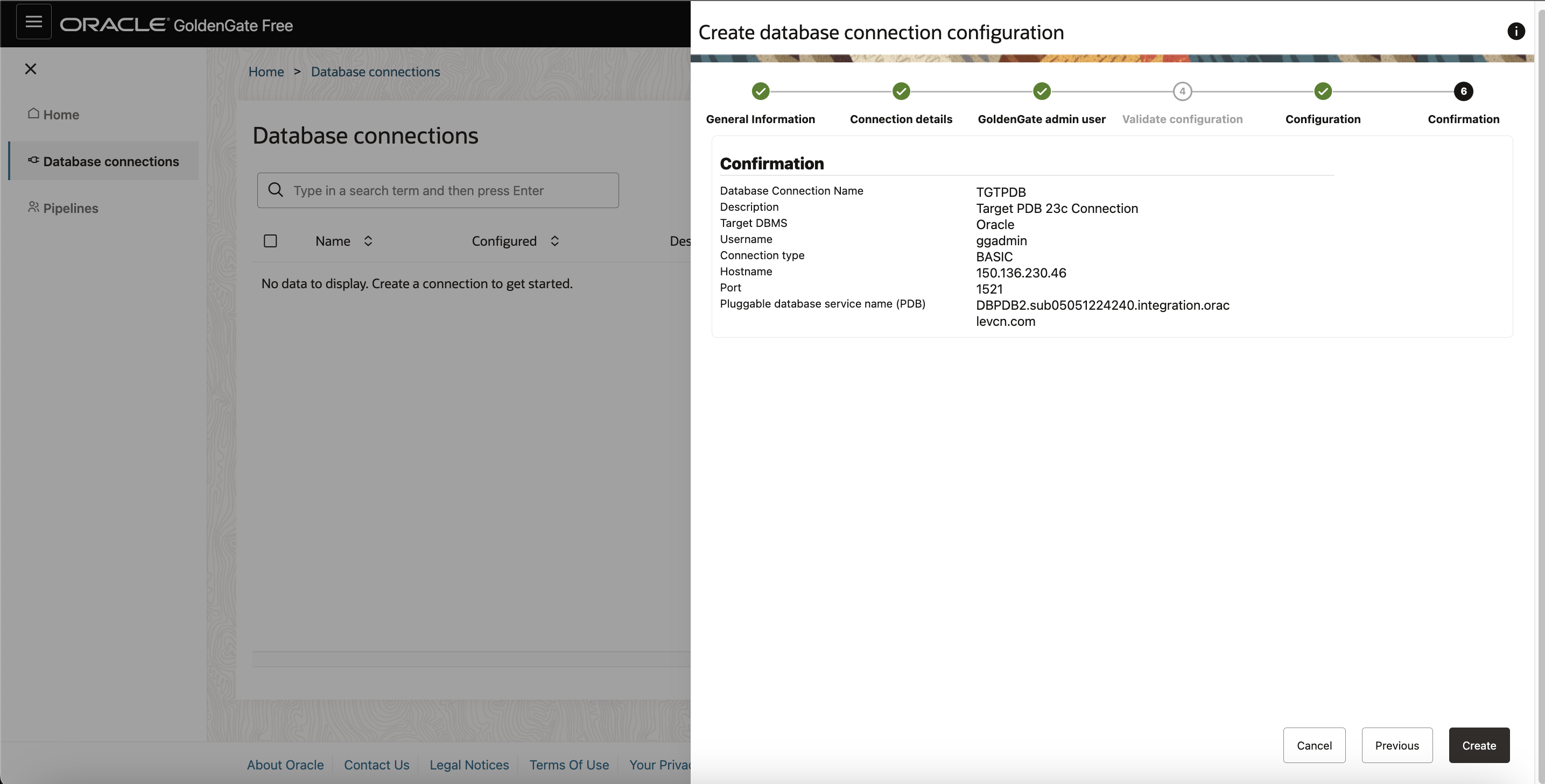 target conenction confirmation