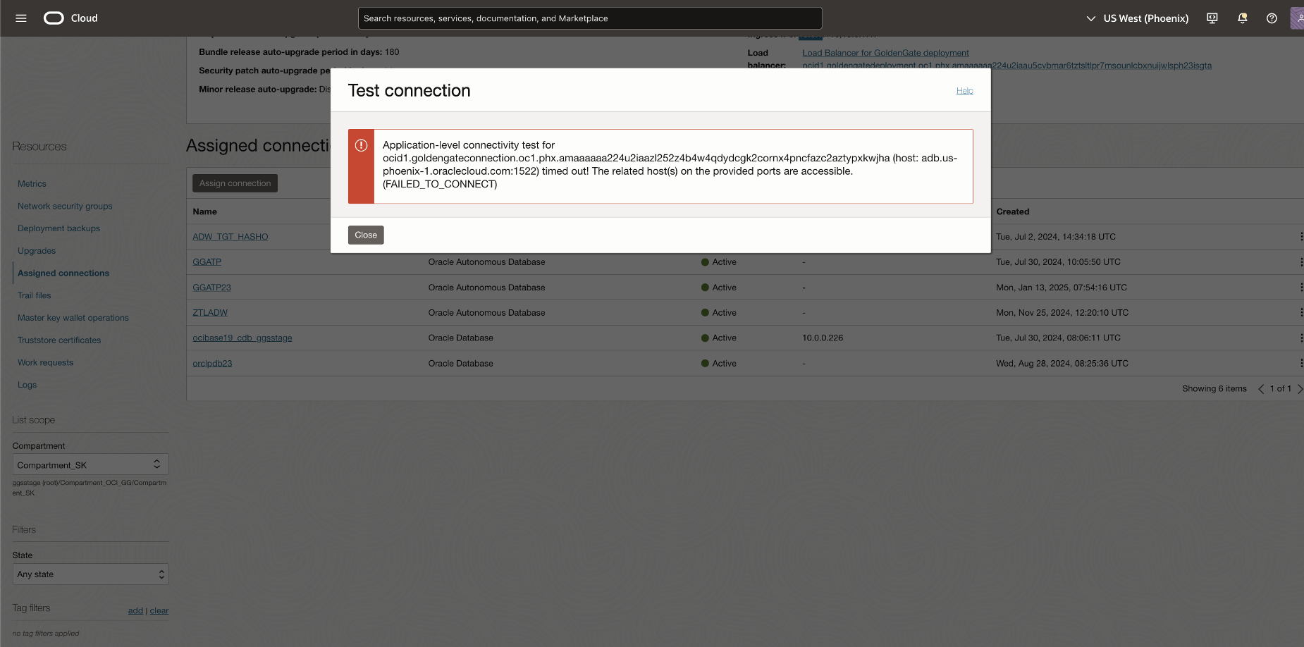 Test Connection Error