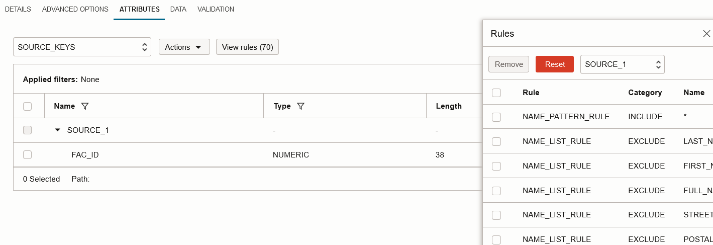 Select only key columns from the source entity