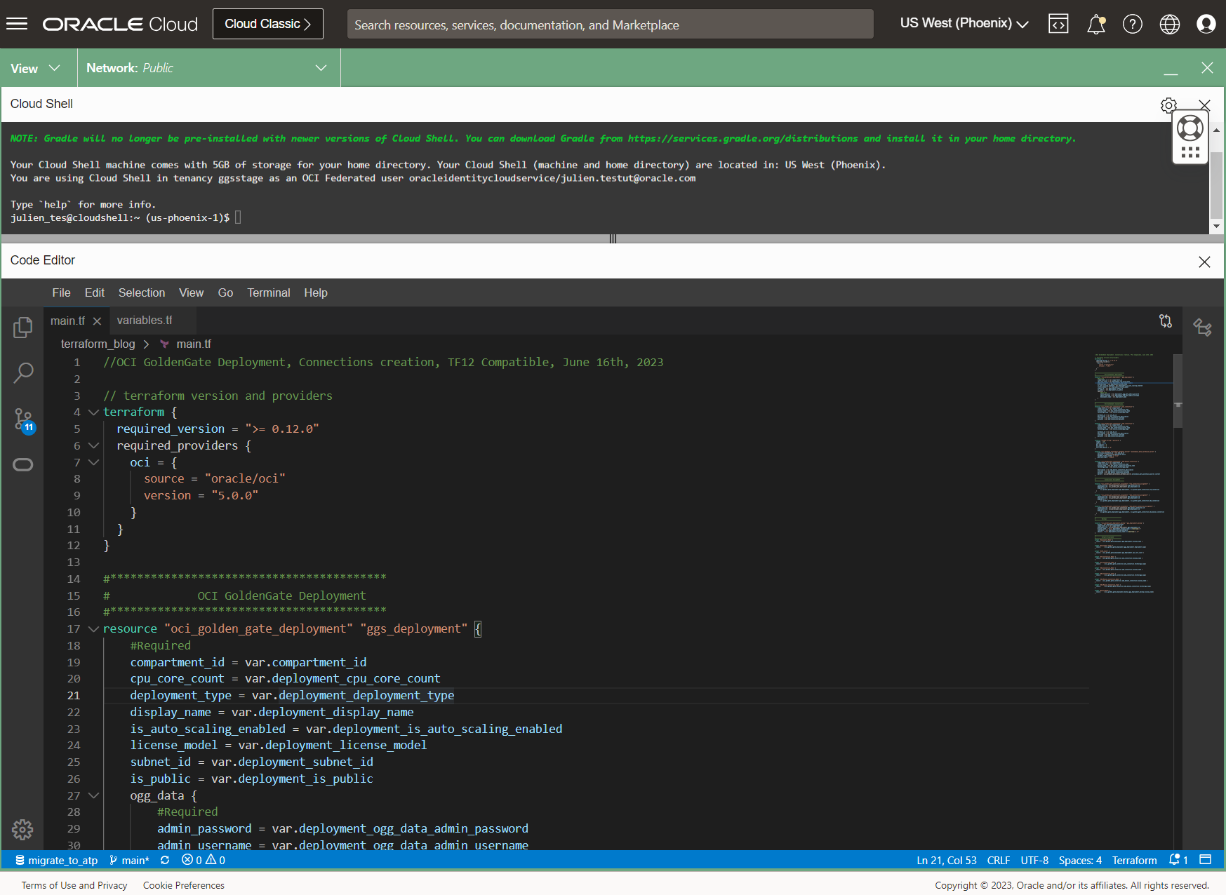 OCI Code Editor and Cloud Shell