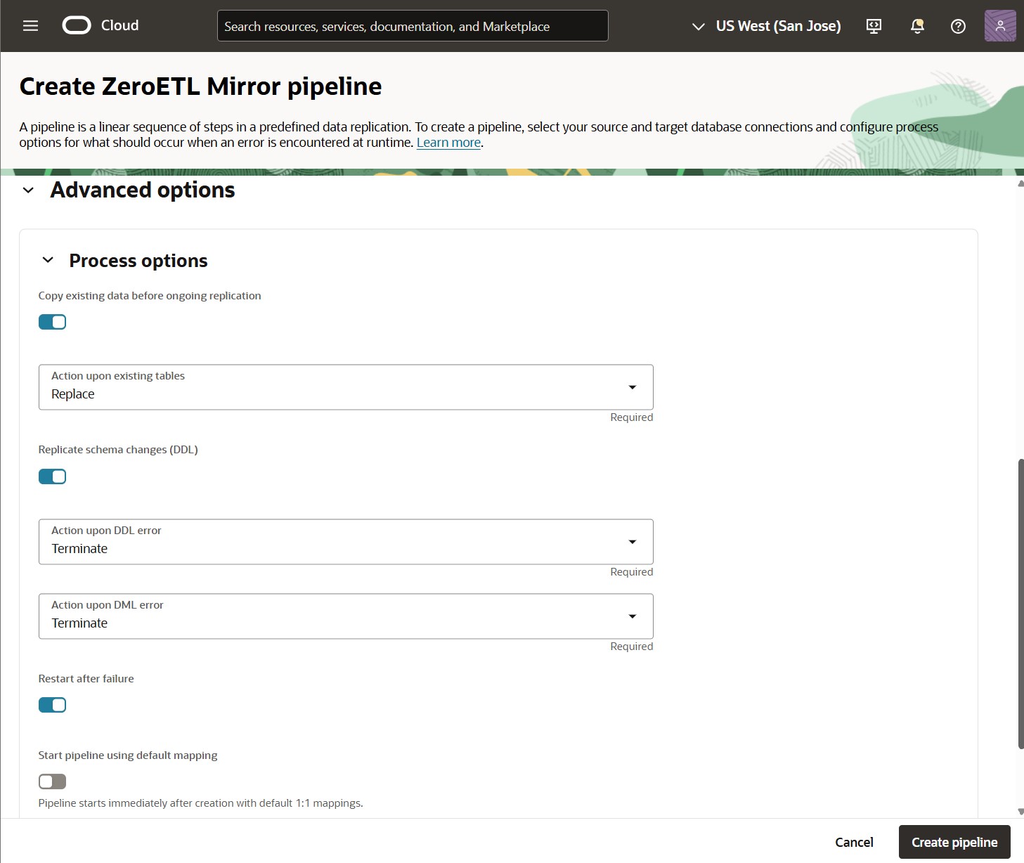 ZeroETL Mirror pipeline creation - step 2