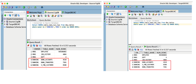 compare source and target