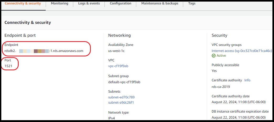 connection information
