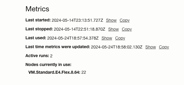 Dataflow pools metrics