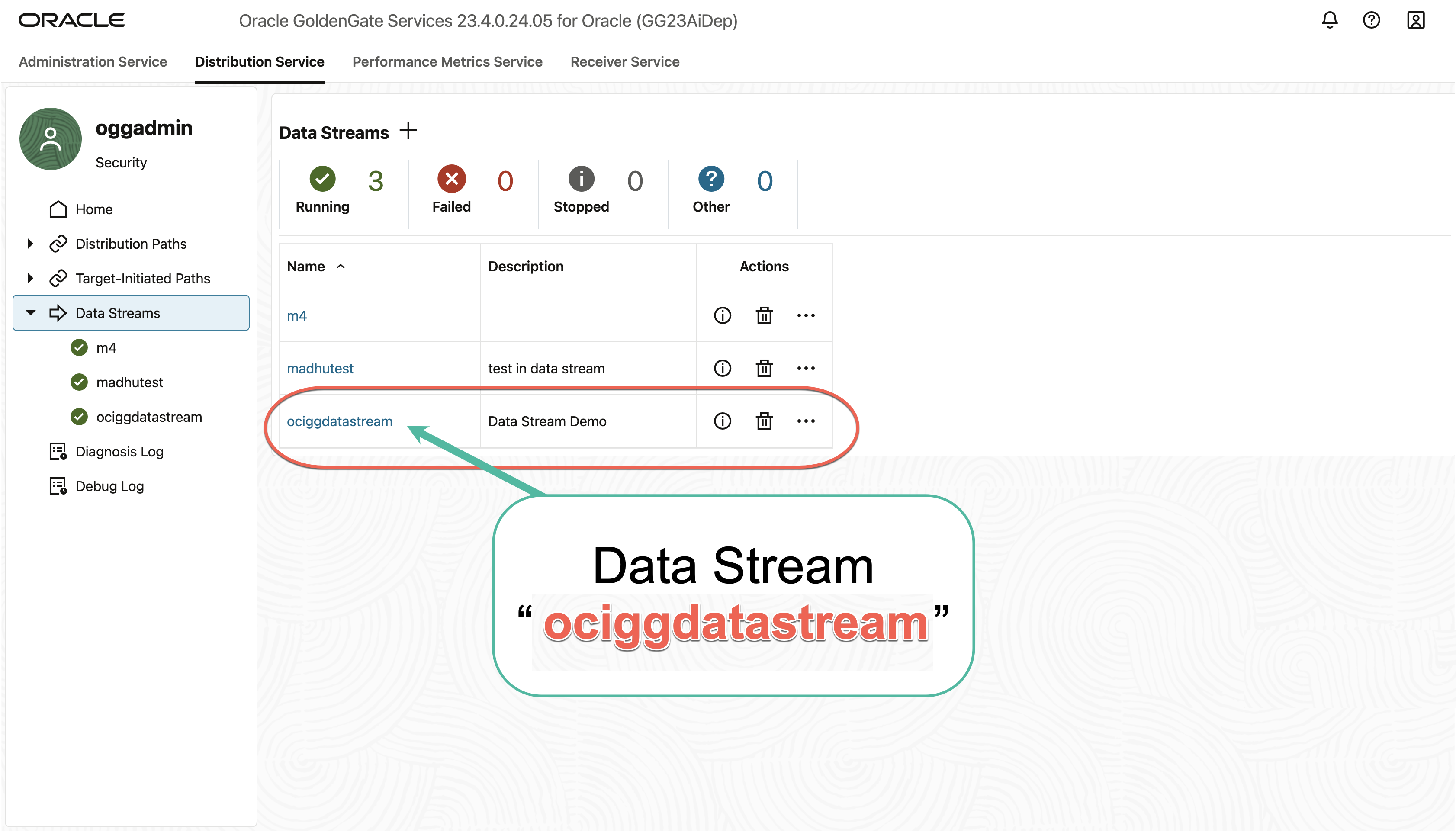 data stream created successfully 