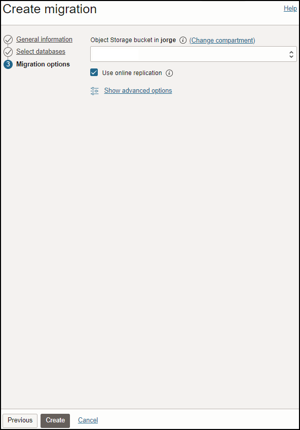 migration creation migration options