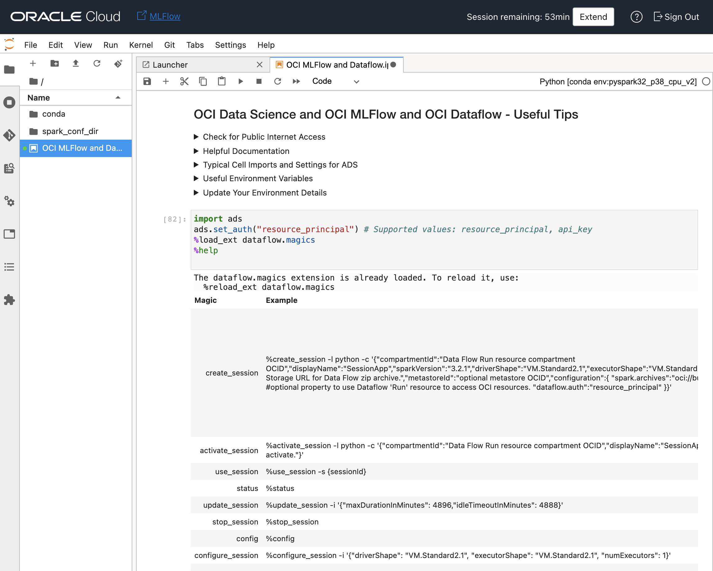MLflow notebook initial command