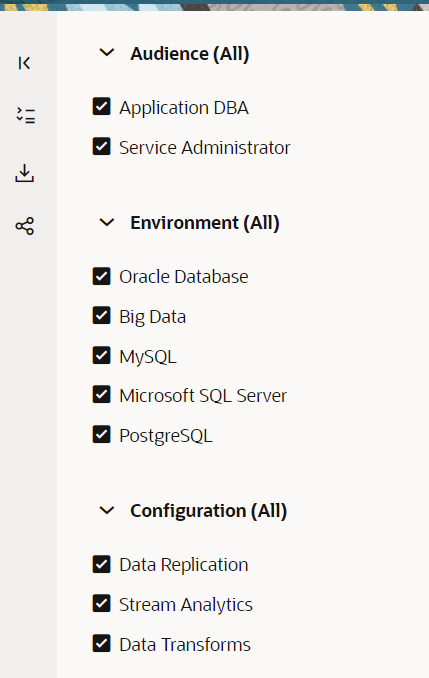 Navigation bar audience, environment, and configuration