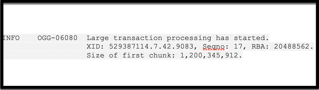 Snipper from Parallel Replicat report file showing serialization due to long transaction