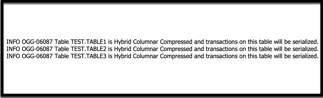 Snippet from Parallel Replicat report file showing serialization due to compression