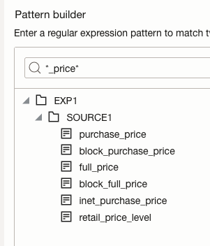 Pattern builder with '_price' and Attribute tree expanded