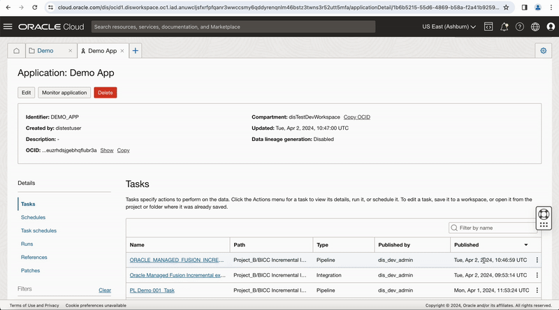 Figure-10: Run pipeline task from the Application