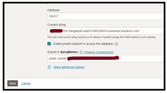 target connection details