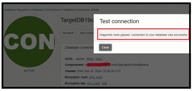 Test connection target