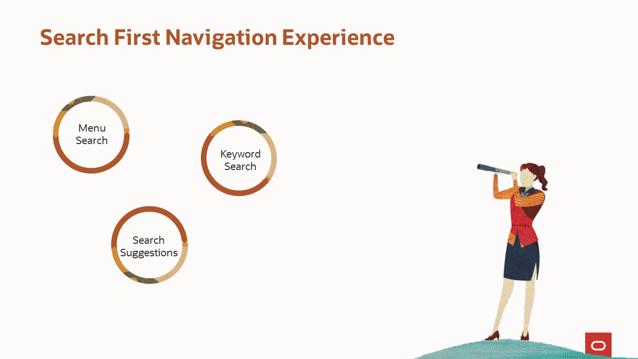 Image illustrating search first navigation experience with menu search, keyword search and search suggestions