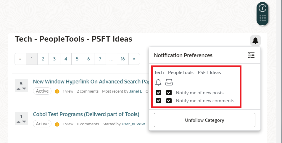 Screenshot of Notifications Preferences
