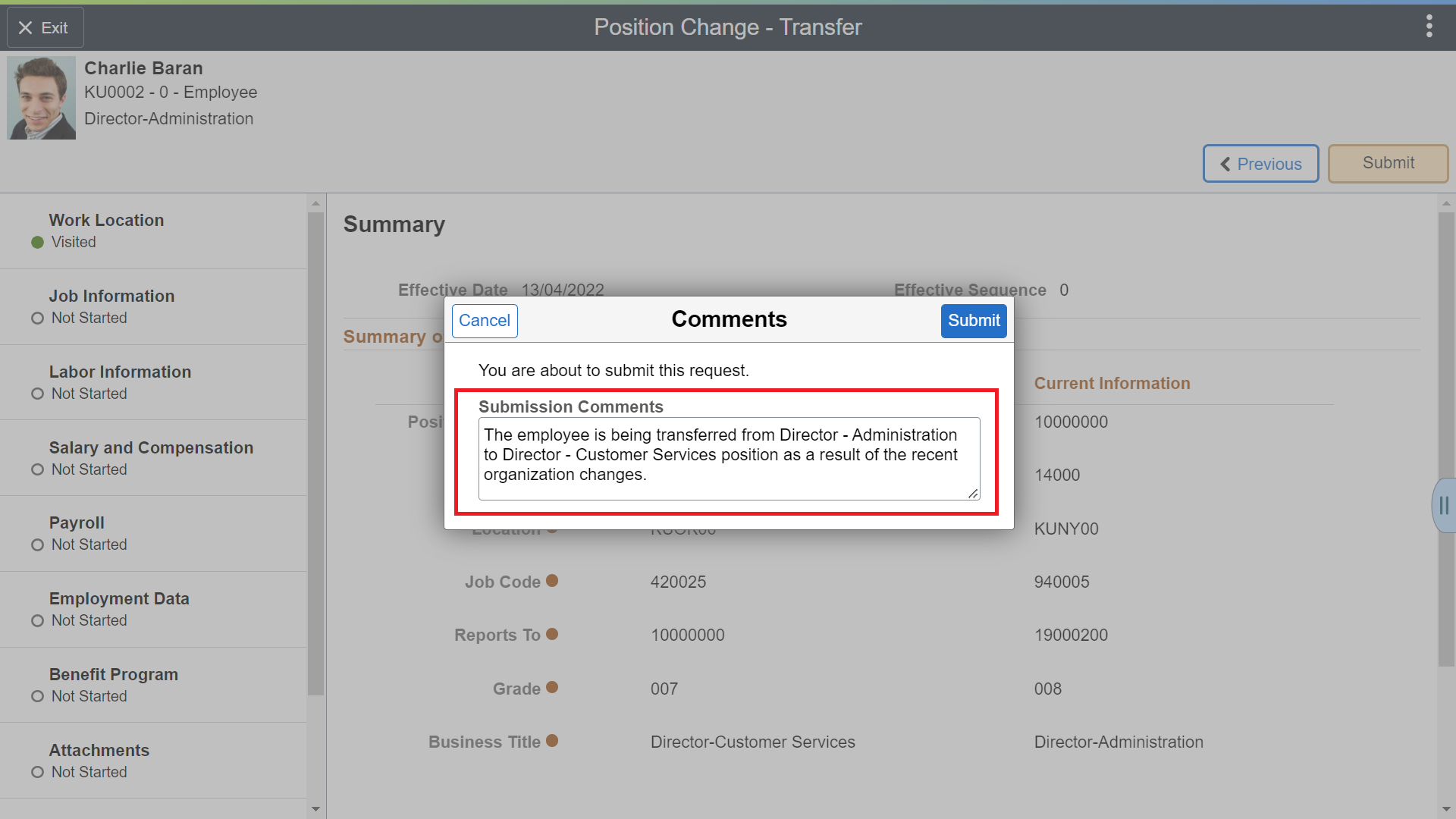 Job Data Modernization - Submit with Comments