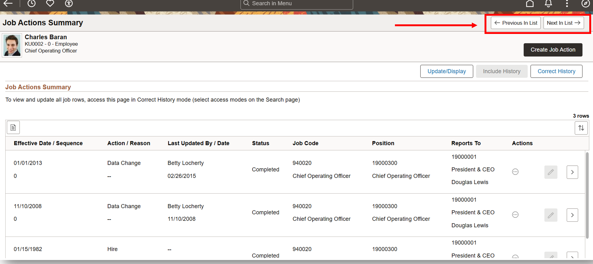Fluid Job Data-Previous In List and Next in List