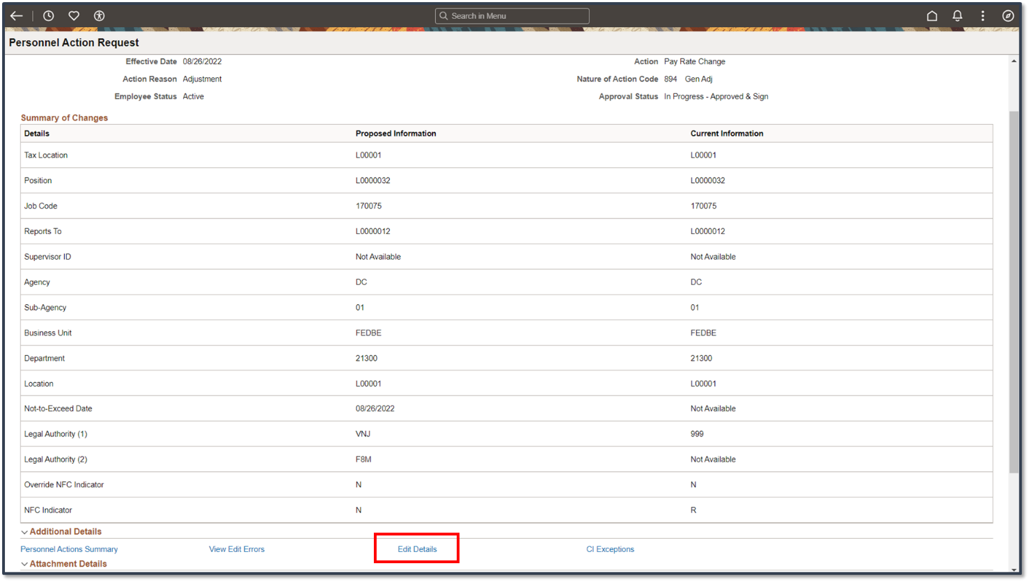 Fluid Personnel Action Request Final Approval Page