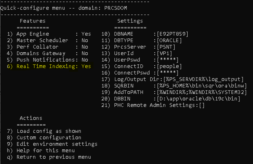 PSADMIN process scheduler configuration for real time indexing