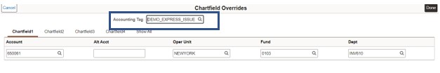 Accounting Tag Override