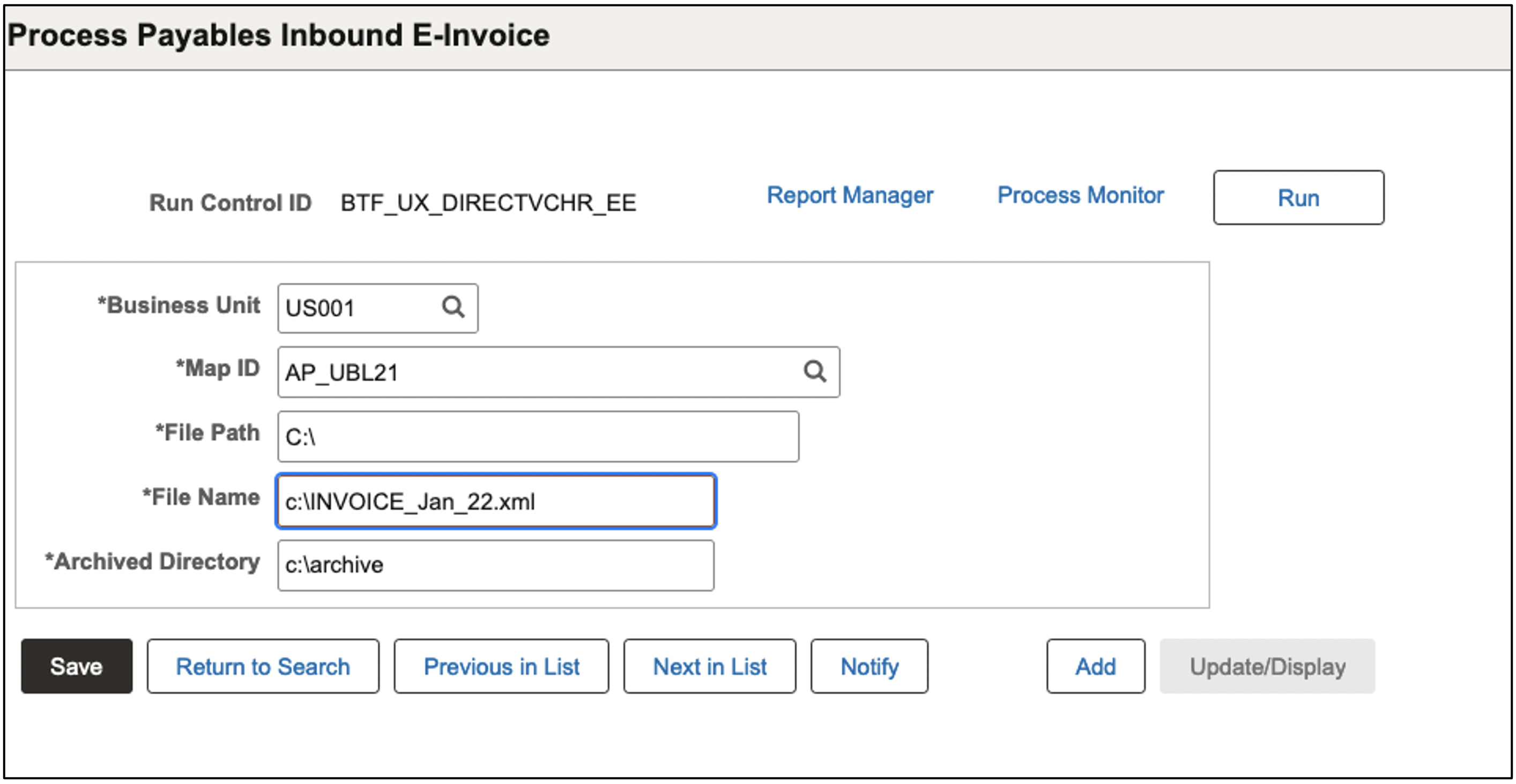 Process Payables Inbound E-Invoice