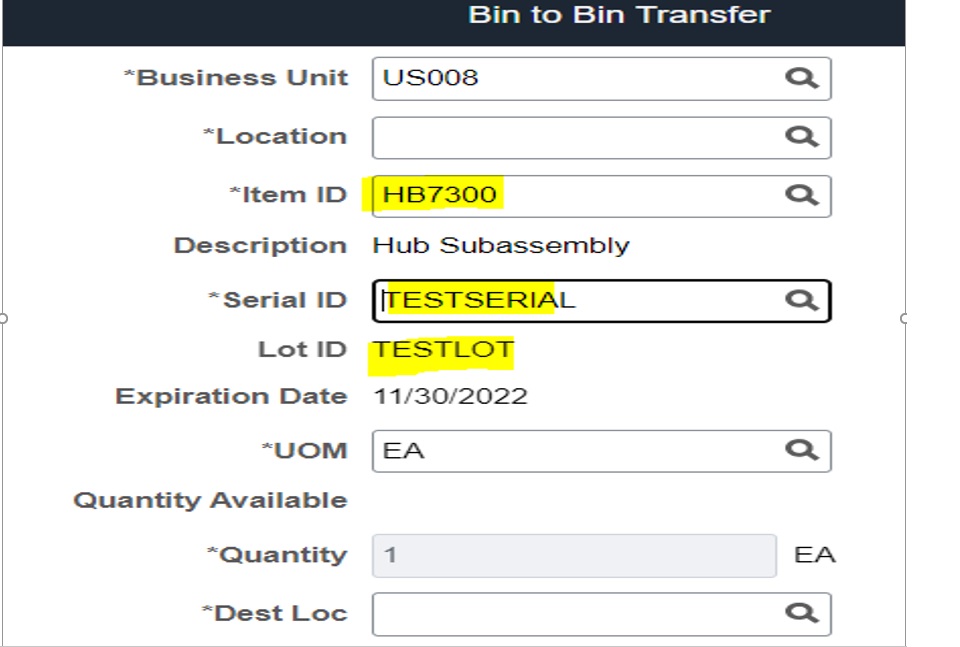 Bin to Bin Transfer